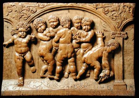 Relief panel depicting a group of putti a Scuola Tedesca