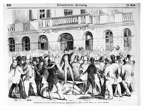 Revolt in Vienna on 30th March 1848, illustration from ''Illustrierte Zeitung'' a Scuola Tedesca