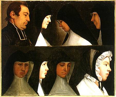 Study of Nuns, a Novice and an Abbot a Scuola Tedesca