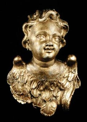 Putti head with wings