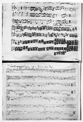 Score for Telemann''s Suite for two violins, the ''Gulliver Suite'', including the ''Chaconne of the