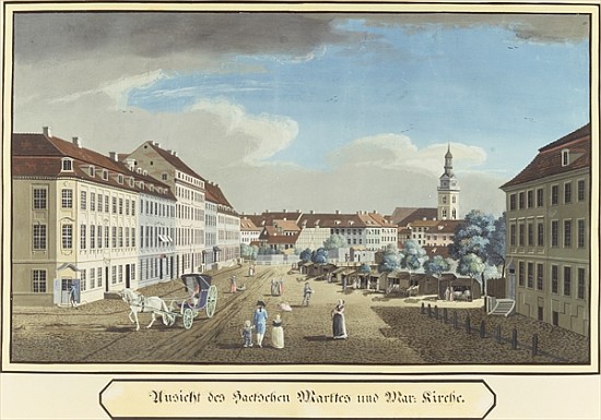 View of the Hackescher Markt and the Church of St. Mary, Berlin a Scuola Tedesca
