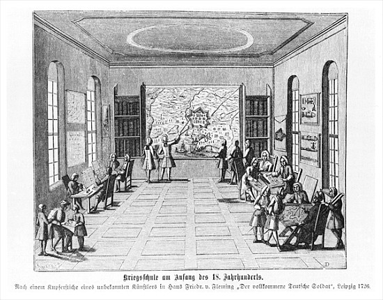 War school, illustration from ''Der vollkommene Deutsche soldat'' Hans Friedrich van Fleming, 1726,  a Scuola Tedesca