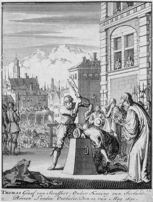 The Execution of the Earl of Strafford (1593-1641) on Tower Hill, 12th May 1641 (engraving) a German School, (17th century)