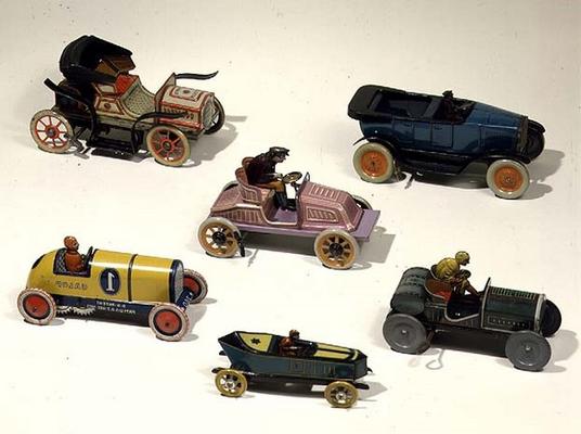 German toy cars, 1900-30 (tin) a German School, (20th century)