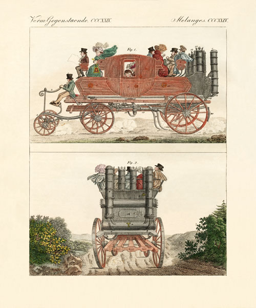 Gurney's steam coach a German School, (19th century)