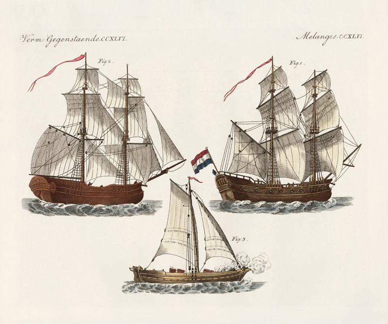Warships of different kinds a German School, (19th century)
