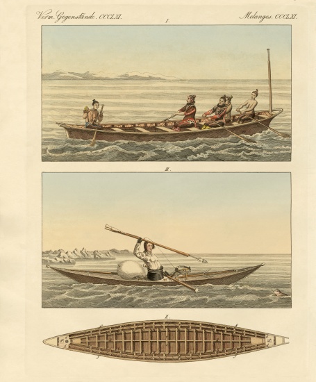 Boats of the Greenlanders a German School, (19th century)