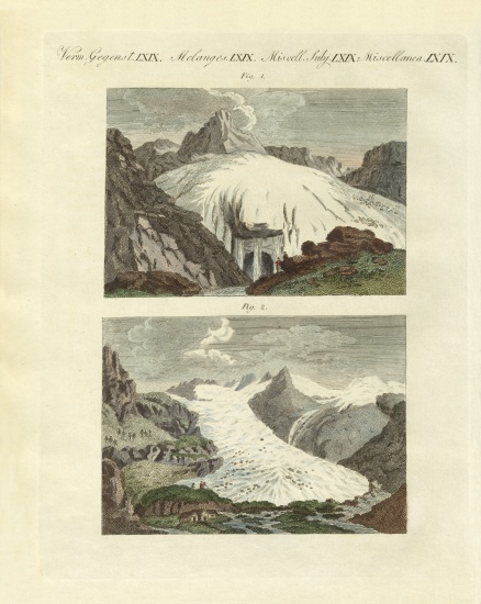 Strange glaciers as the birth of large rivers a German School, (19th century)