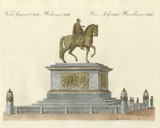 The statue of Joseph II in front of the Emperor's castle in Vienna a German School, (19th century)
