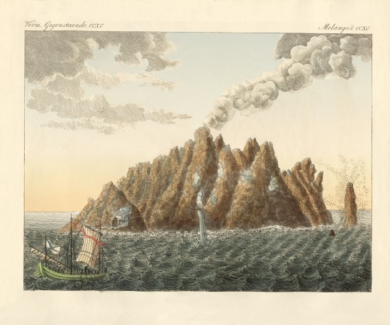 The volcanic island of Holy John the Theologian a German School, (19th century)