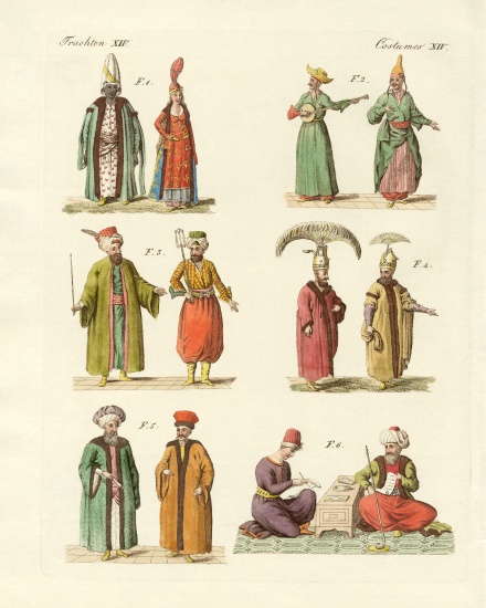 Turkish national costumes a German School, (19th century)