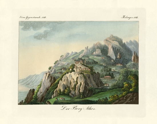 View of the Mount Athos a German School, (19th century)
