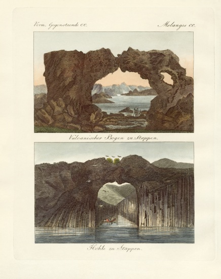 Volcanic arcs and caves a German School, (19th century)