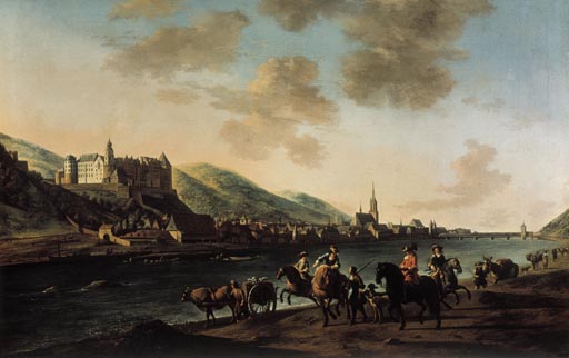 Ansicht der Stadt Heidelberg und des Schlosses vom rechten Neckarufer aus a Gerrit Adriaensz Berckheyde