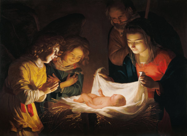 Adoration of the baby, c.1620 a Gerrit van Honthorst