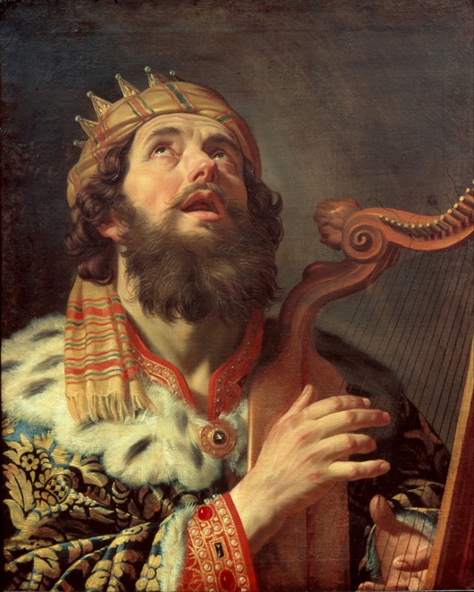 King David Playing the Harp a Gerrit van Honthorst