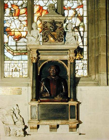 Monument to William Shakespeare (1564-1616) c.1616-23 (stone & marble) a Gheerart Janssen