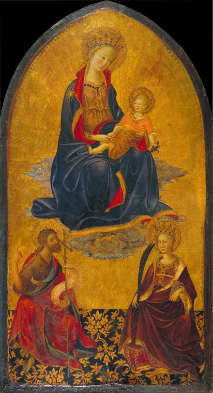 The Adoration of the Virgin and Child by Saint John the Baptist and Saint Catherine a Gherardo Starnina