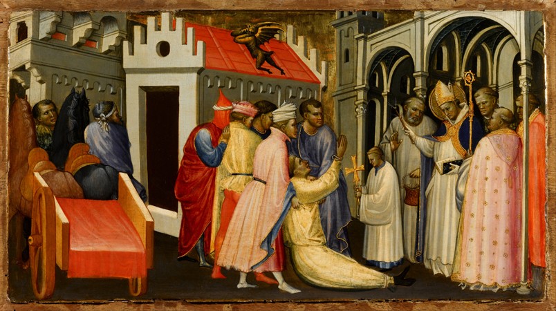 Saint Hugh of Lincoln Exorcises a Man Possessed by the Devil a Gherardo Starnina