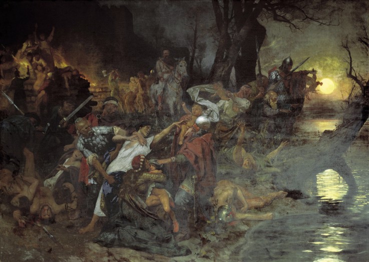 Svyatoslav's I of Kiev Warriors Fighting during the Siege of Dorostolon in 971 a G.I. Semiradski
