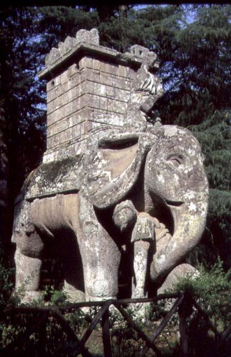 A Gigantic Sculpted Elephant, from the 'Parco dei Mostri' (Monster Park) gardens laid out between 15 a Giacomo Barozzi  da Vignola