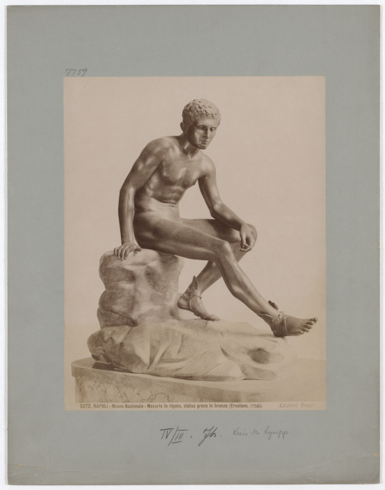 Naples: National Museum, Mercury at rest, Greek bronze statue, No. 5272 a Giacomo Brogi