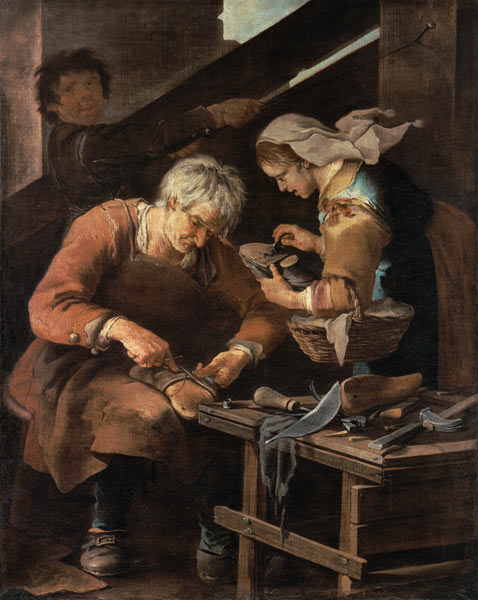 In the shoemaker workshop. a Giacomo Francesco Cipper