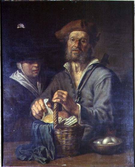 An Old Peasant and a Maid at a Table a Giacomo Francesco Cipper
