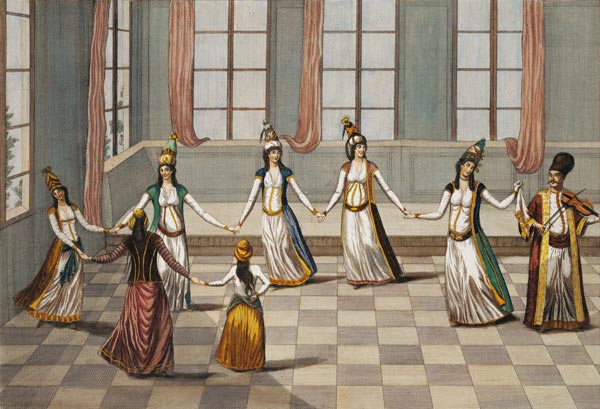 Dance that is fashionable with the Greek women of Constantinople, led by the woman holding a handker a Giacomo Leonardis