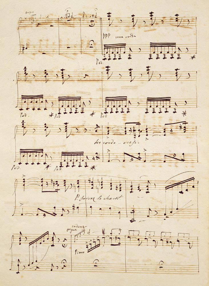 Manuscript page from the score of ''Les Huguenots'' a Giacomo Meyerbeer