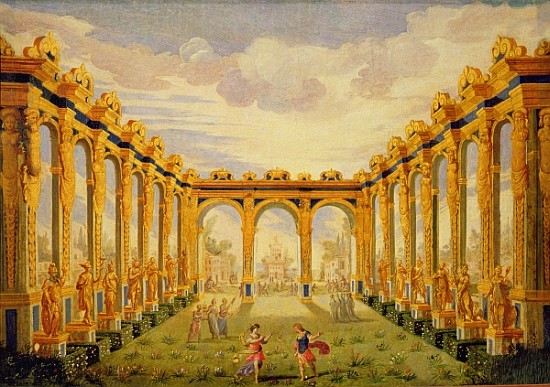 Act III, scene V: Courtyard of the Elysian Fields a Giacomo Torelli