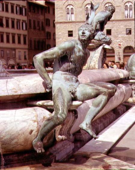 The Fountain of Neptune, detail of a seated figure a Giambologna