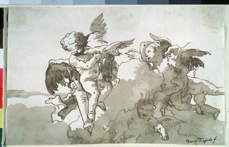 Cupids with doves and a torch a Giandomenico Tiepolo