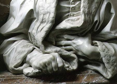 Bust of Gabrielle Fonseca (doctor of Pope Innocent X) detail of hands clutching robe, from the Fonse a Gianlorenzo Bernini