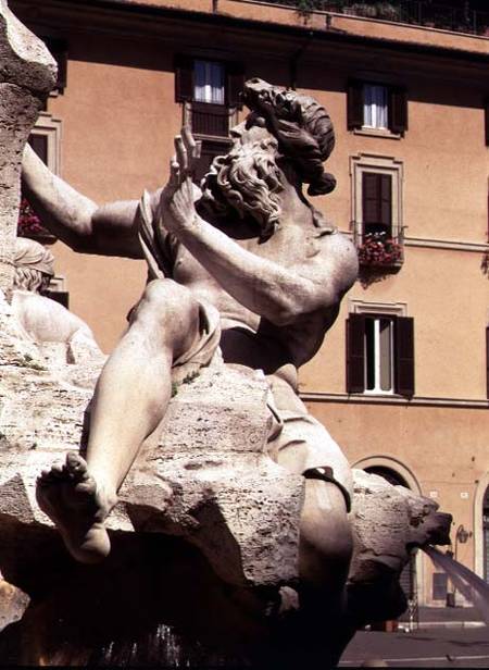 The Fountain of the Four Rivers, detail of figure representing the river Danube a Gianlorenzo Bernini