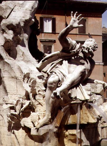 The Fountain of the Four Rivers, detail of figure representing the river Plate a Gianlorenzo Bernini