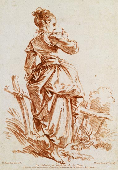 Shepherdess (etching after Boucher) a Giles Demarteau
