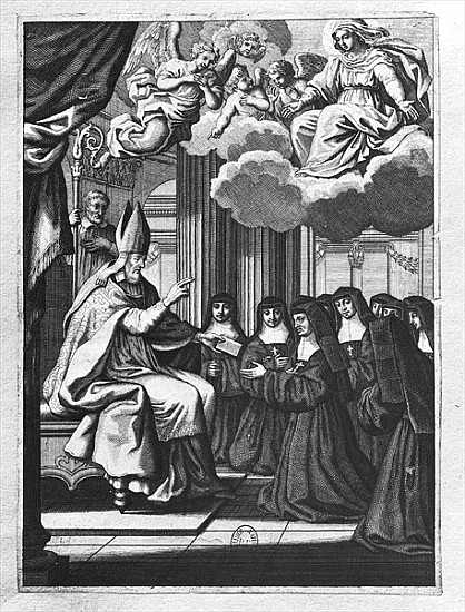 St. Francois de Salles (1567-1622) Giving the Rule of the Visitation to St. Jeanne de Chantal (1572- a Gilles Rousselet