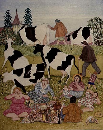 Picnic with Cows  a  Gillian  Lawson