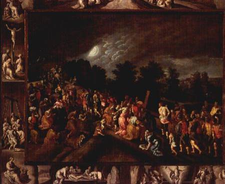 The Road to Calvary, Depicted in the Central Panel and Scenes from the Crucifixion and Resurrection a Gillis Mostaert