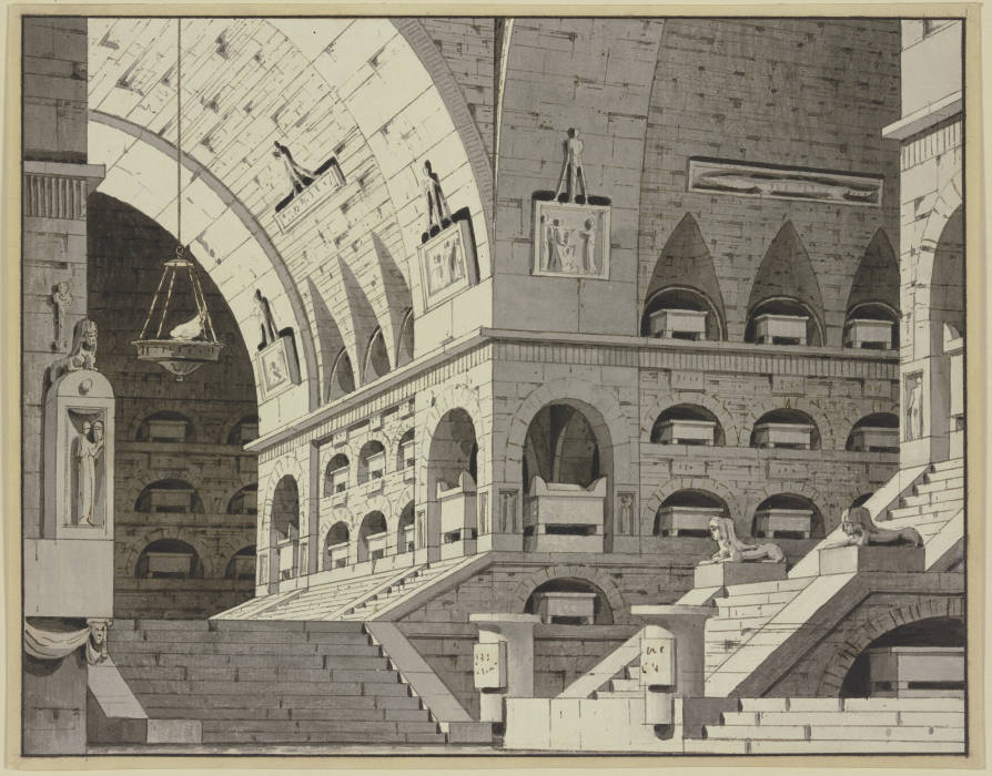 Ägyptisches Grabgewölbe mit vielen Sarkophagen a Giorgio Fuentes