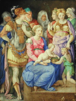 The Virgin and Child, St. John the Baptist and seven individuals, c.1553 (vellum) a Giorgio Giulio Clovio