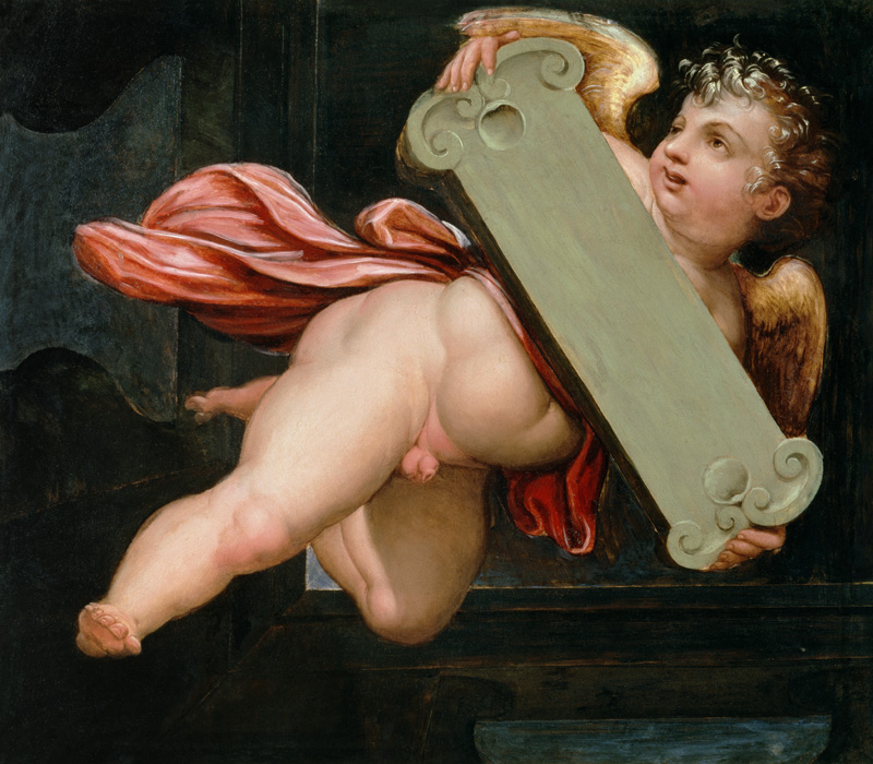 G.Vasari / Putto with Tablet / Paint. a Giorgio Vasari