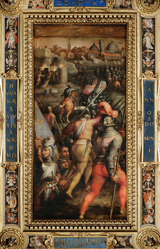 The Battle of Barbagianni from the ceiling of the Salone dei Cinquecento a Giorgio Vasari