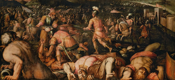 The Defeat of Radagasio from the ceiling of the Salone dei Cinquecento a Giorgio Vasari