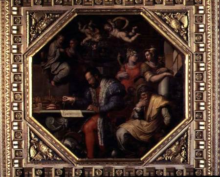 Cosimo I de' Medici (1519-74) planning the conquest of Siena in 1555, from the ceiling of the Salone a Giorgio Vasari