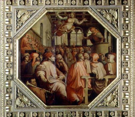 Prayer of Antonio Giacomini for the war with Pisa from the ceiling of the Salone dei Cinquecento a Giorgio Vasari