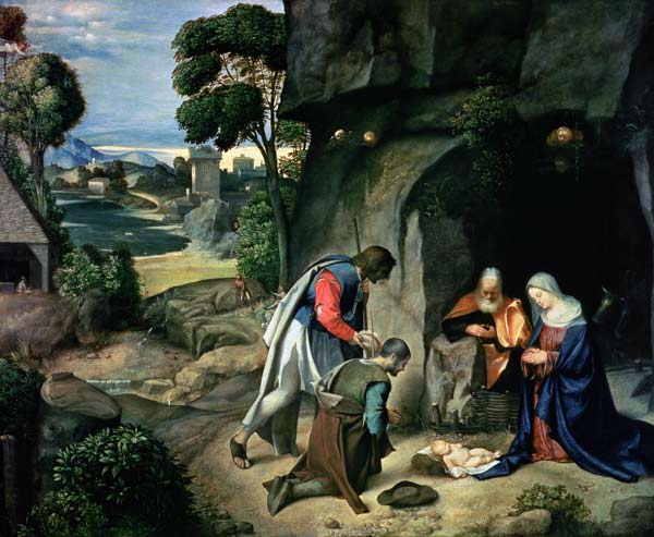 The Adoration of the Shepherds (The Allendale Nativity) a Giorgione