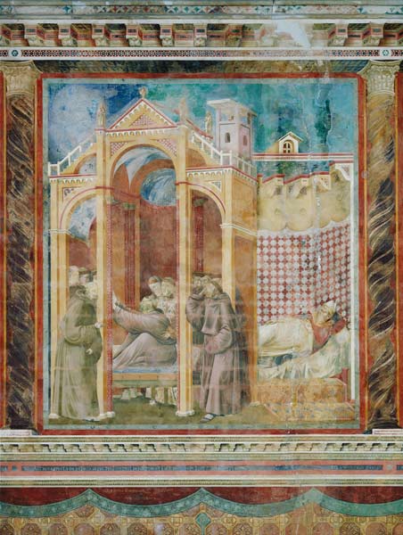 Der hl. Franziskus erscheint dem Bruder Augustinus und dem Bischof von Assisi a Giotto di Bondone
